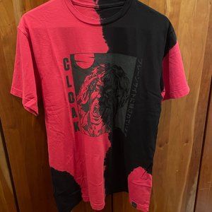 CLOAK Black Red Tie Die Tee Large